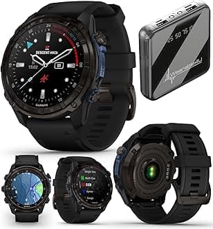 - Garmin Descent Mk3 & Mk3i 51 mm & 43 mm, Titanium Dive Computer +Extra-Long Strap | Up to 25 Days Battery Life, AMOLED Display, GPS Smartwatch Gift Bundle (010-02752-10)