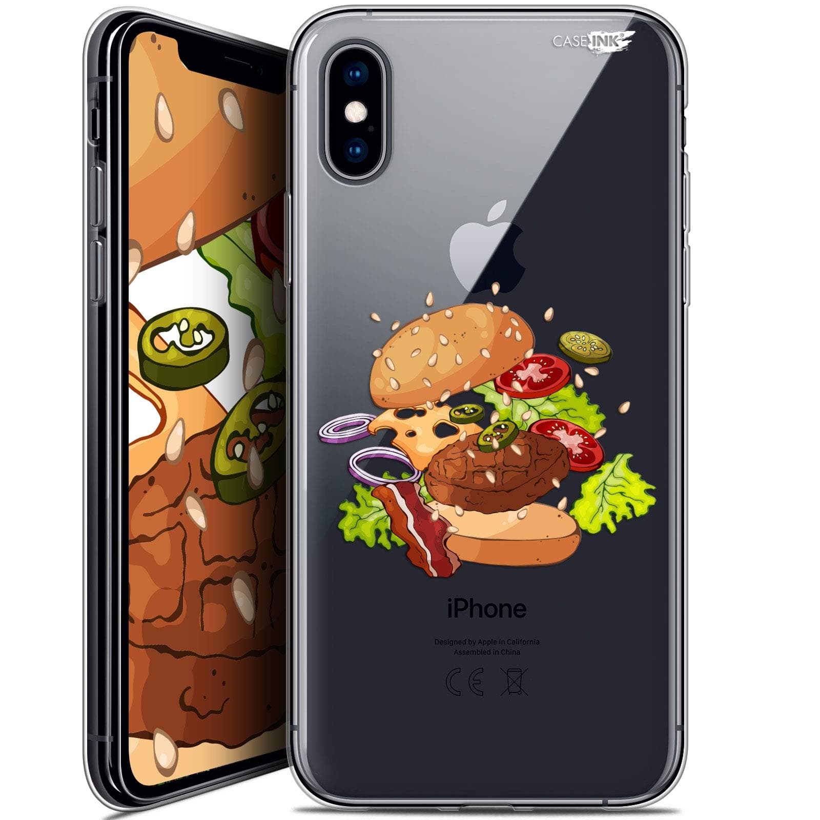 Caseink Splash Burger Crystal Gel HD Case for Apple iPhone XS/X (5.8)