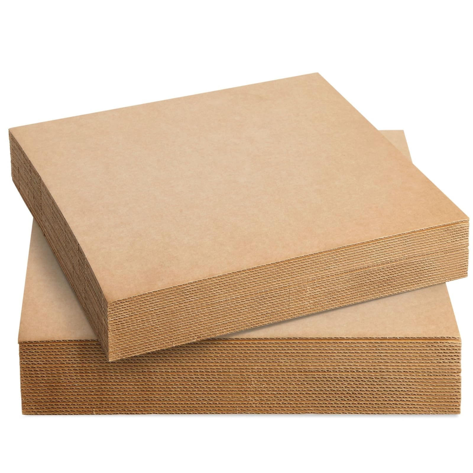 Corrugated Cardboard Sheets, 24-Pack Bulk Flat Square Inserts for Packing, Mailing, Crafts, 30.5 x 30.5 cm