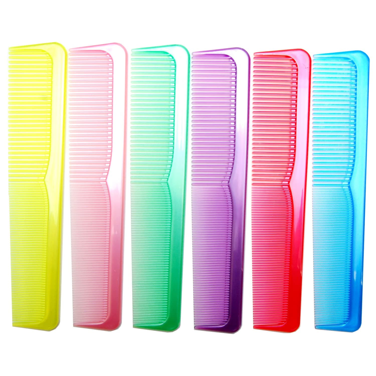 (6 Pack) 9 Inch Colorful Sturdy Essentials Coarse/Fine Dressing Dresser Comb Hair Combs (C)