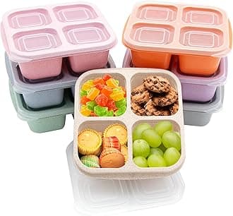 7 Pack Bento Lunch Box ，4 Compartment Snack Containers，Divided Meal Prep Lunch Containers, Kids/Toddle/Adults,Food Storage for School, Work and Travel