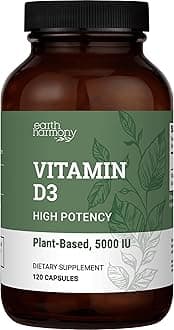 Vegan Vitamin D3 5000 iu Supplement - Pure, High Potency Supplements for Immune Health & Strong Bones Support - Vitamin D 5000 iu - 120 Capsules, 4-Month Supply