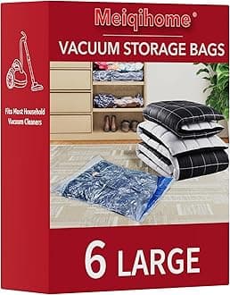 MEIQIHOME Vacuum Storage Bags, Space Saver Sealer Bags,Vacuum seal bags for clothing, Pillows, Comforters, Blankets, Bedding,Travel,6 LARGE