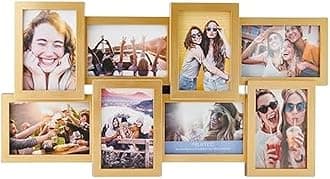 Melannco 8 Opening Photo Collage Frame, Displays Four 4x6 and Four 6x4 Inch Photos, Gold, 23.23x11.22x0.98 Inch