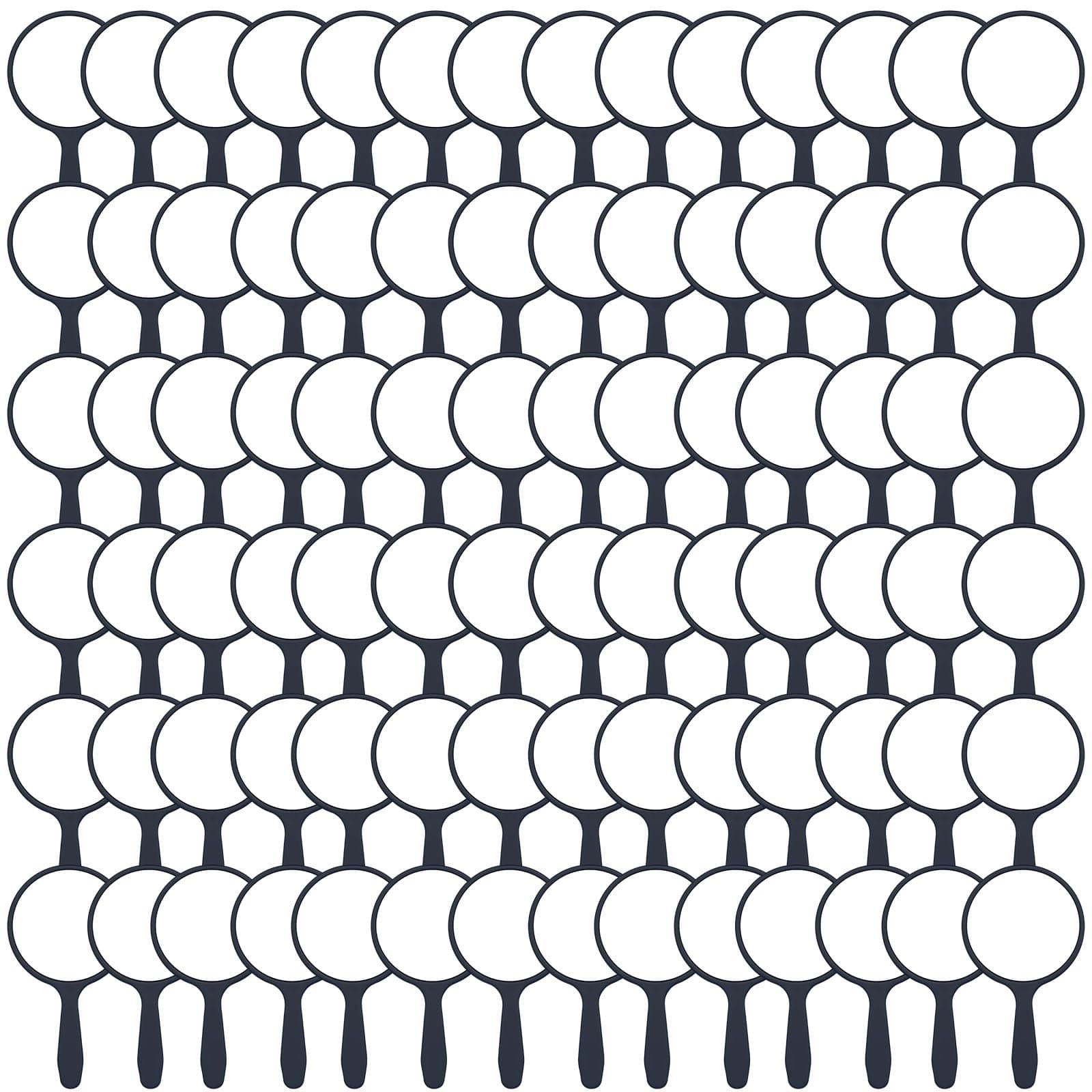 Vinsot 100 Pcs Handheld Mirror Bulk Small Hand Compact Mirrors with Handle Plastic Travel Makeup Portable 3.94 x 2.16 Inch for Birthday Dress up Wedding Practice Pronunciation (Black)