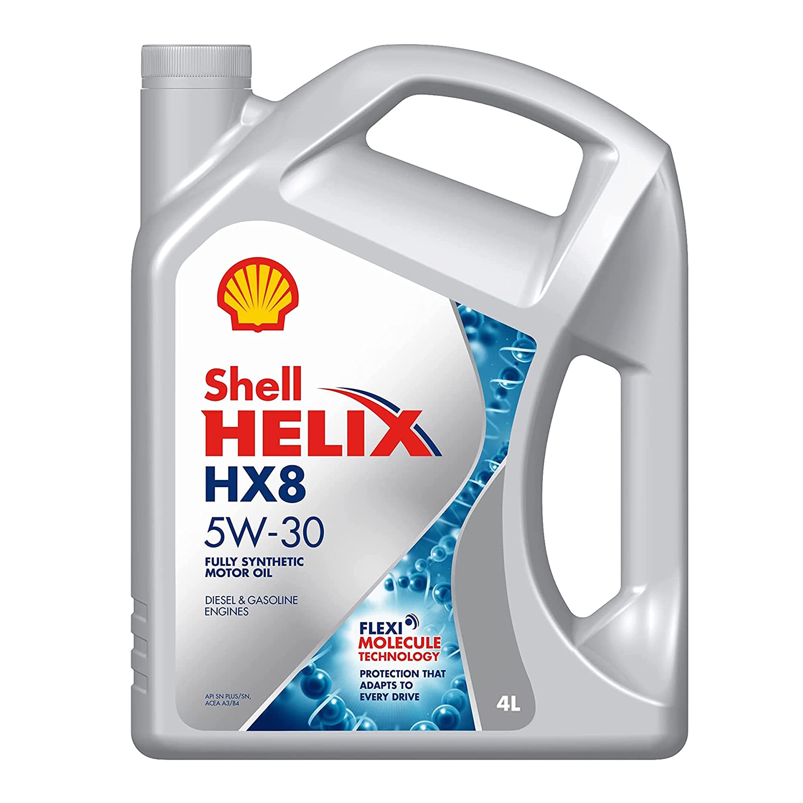 Shell Helix HX8 5W-30 API SN Plus Fully Synthetic Engine Oil for Petrol, Diesel & CNG Cars, Truck (4 L)