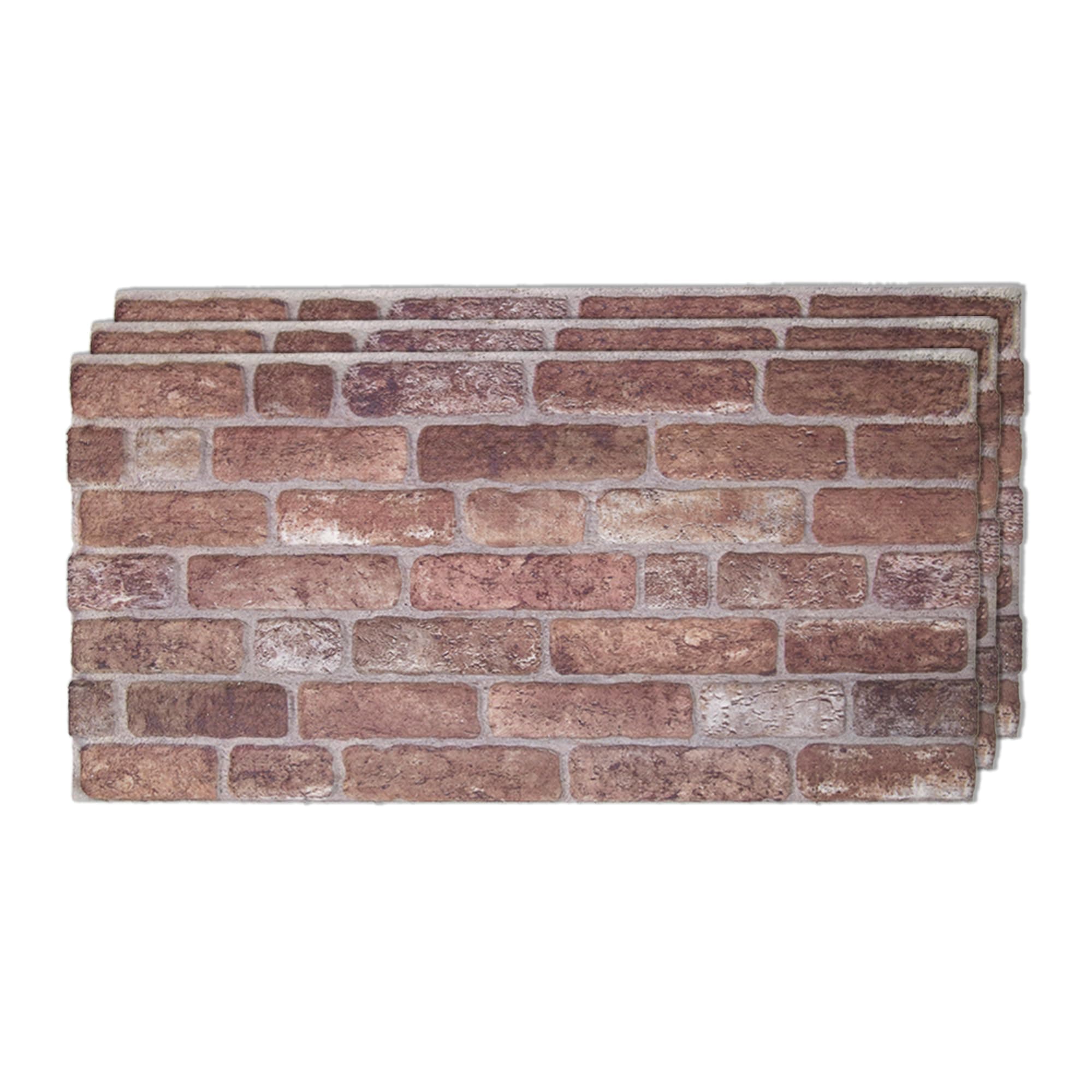 IZODEKOR 3D Wall Panels Brick Effect - Cladding, Stone Look, Styrofoam Facing for Living Room, Kitchen, Bathroom, Balcony, Bedroom and Back of Counter | Old Castle (3 Piece Panel) | Covers 16 sq ft