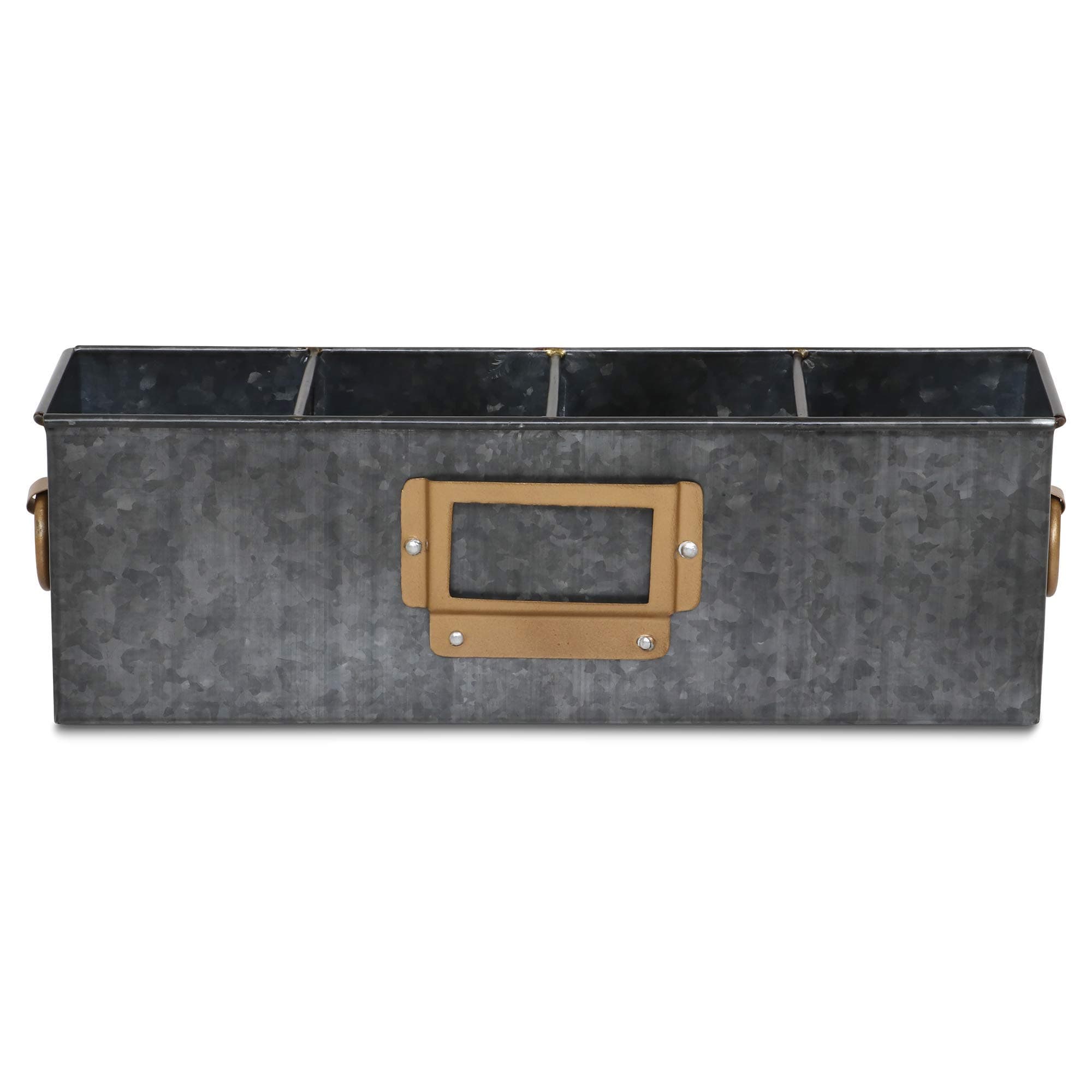 ElanAll In One Antique Multi functional 4 compartment for Official Storage Organizer (Black with Copper)