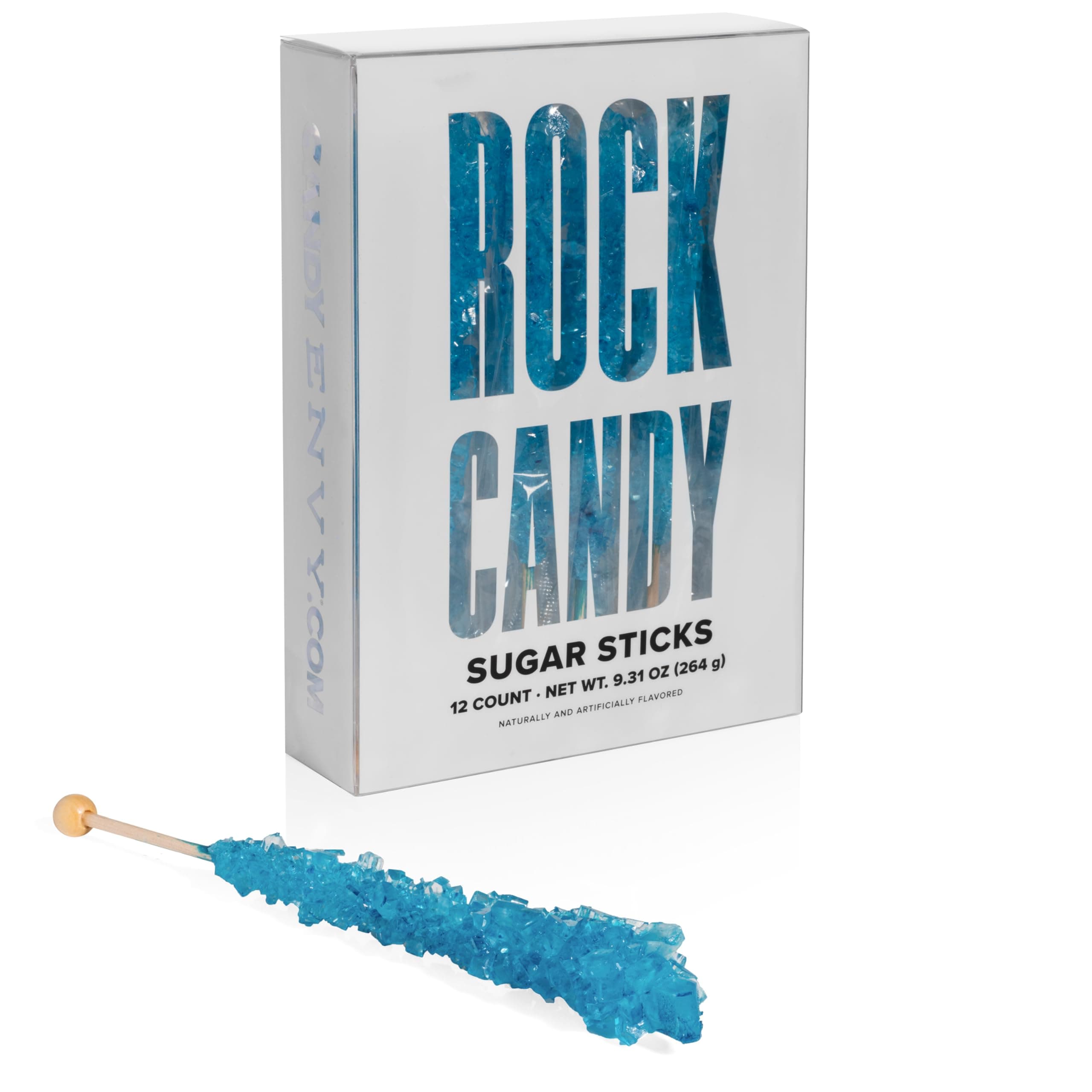 Blue Rock Crystal Sticks - Blue Raspberry Flavored - 12 Indiv. Wrapped