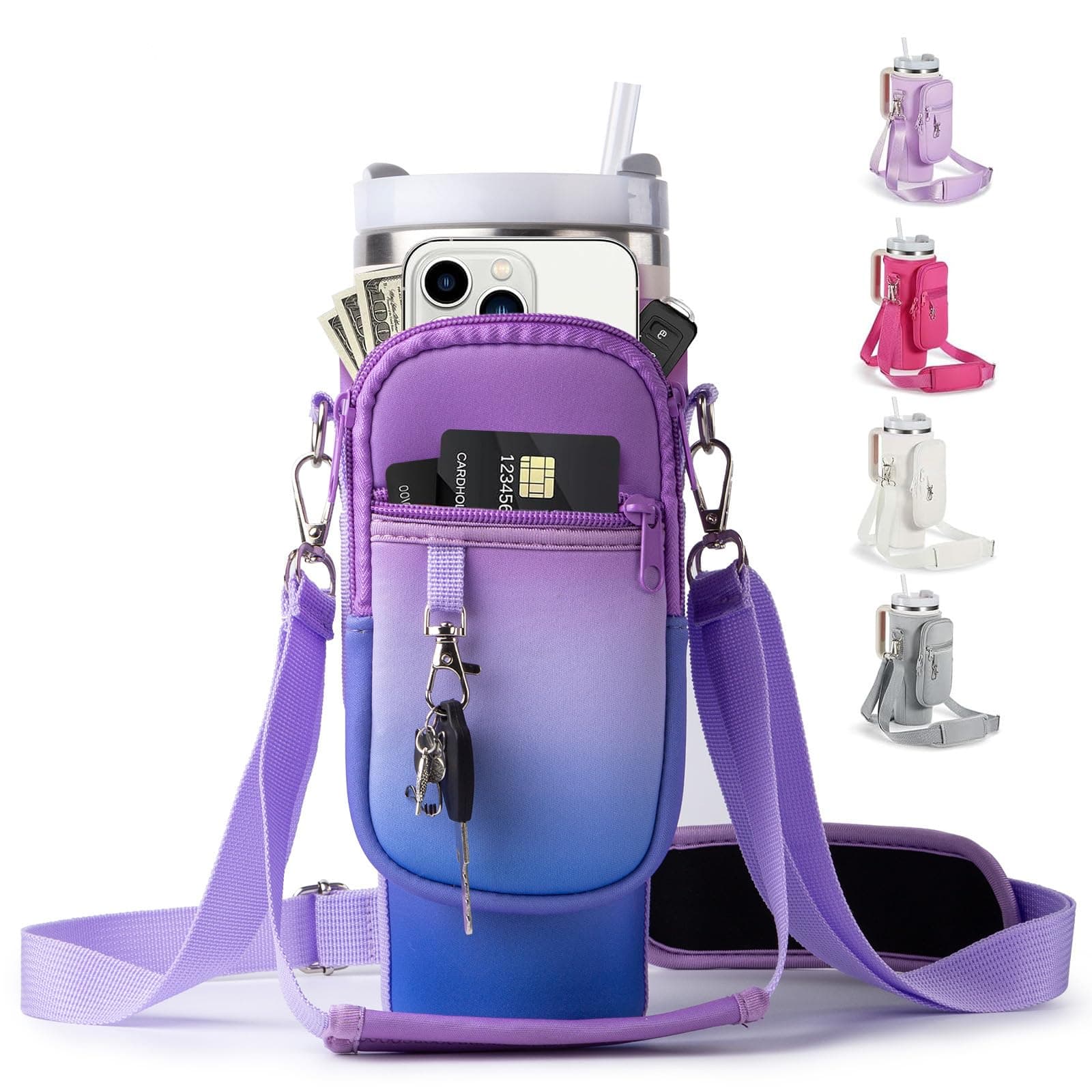 Purple Blue Water Bottle Bag
