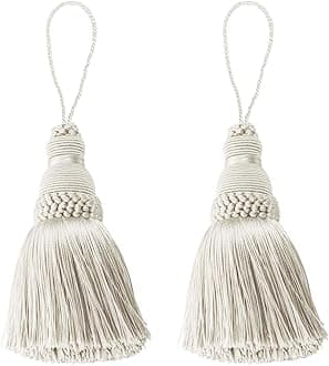 Fenghuangwu Colorful Tassel Key Tassel DIY Accessories for Curtain and Home Decoration-beige-2PCS
