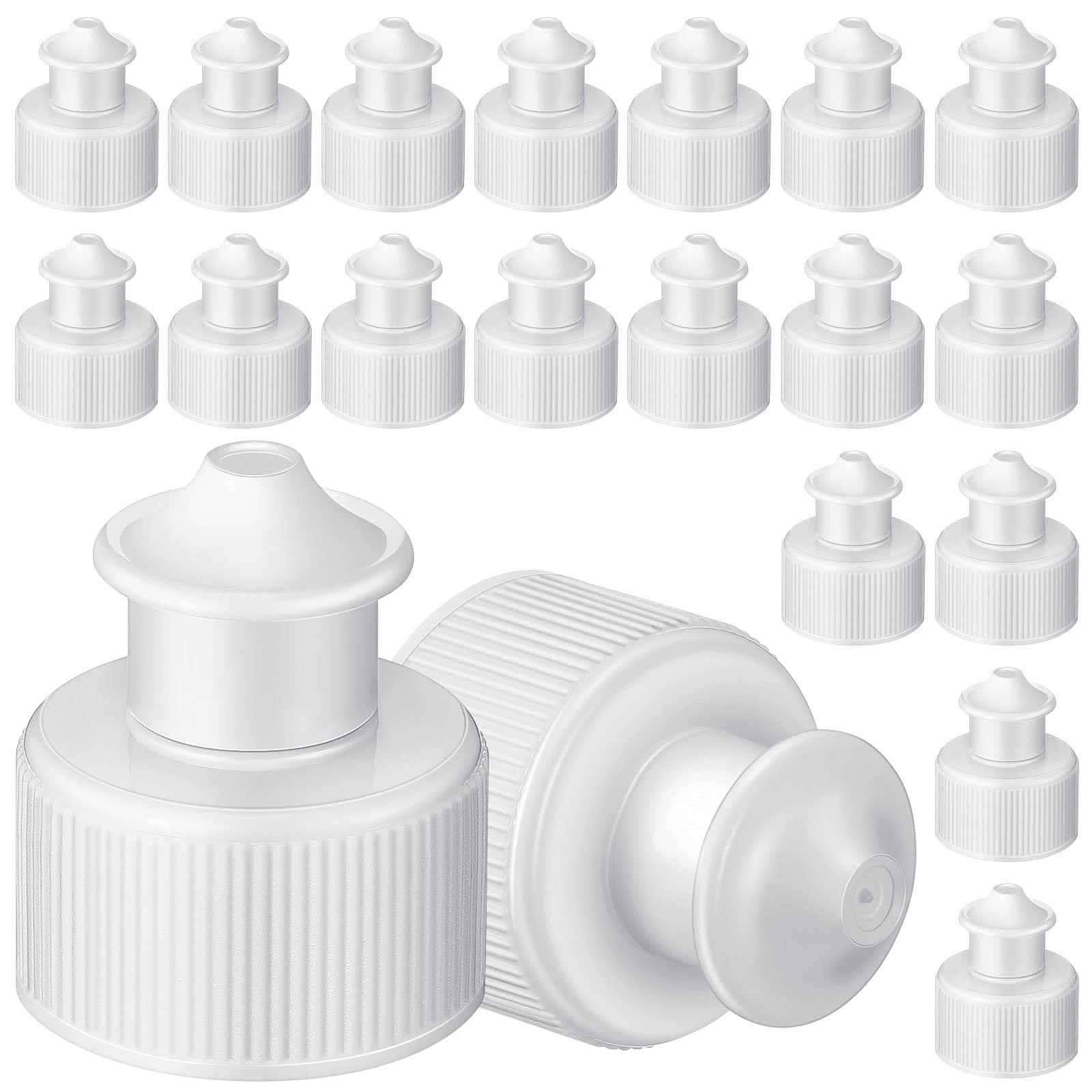 20 Pack Push Pull Replacement Caps 28 mm Sport Water Bottle Cap Plastic Twisted Bottle Lids Sport Bottles Screw Top for Water or Soda Bottles