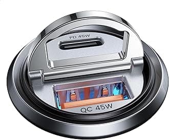 MRGLAS 90W USB C Car Charger Fast Charging,[Smallest Metal] PD45W+QC3.0 Dual Port Cigarette Lighter Car Charger Adapter for iPhone 16 Pro Max 15 iPad S25 S24-Silvery