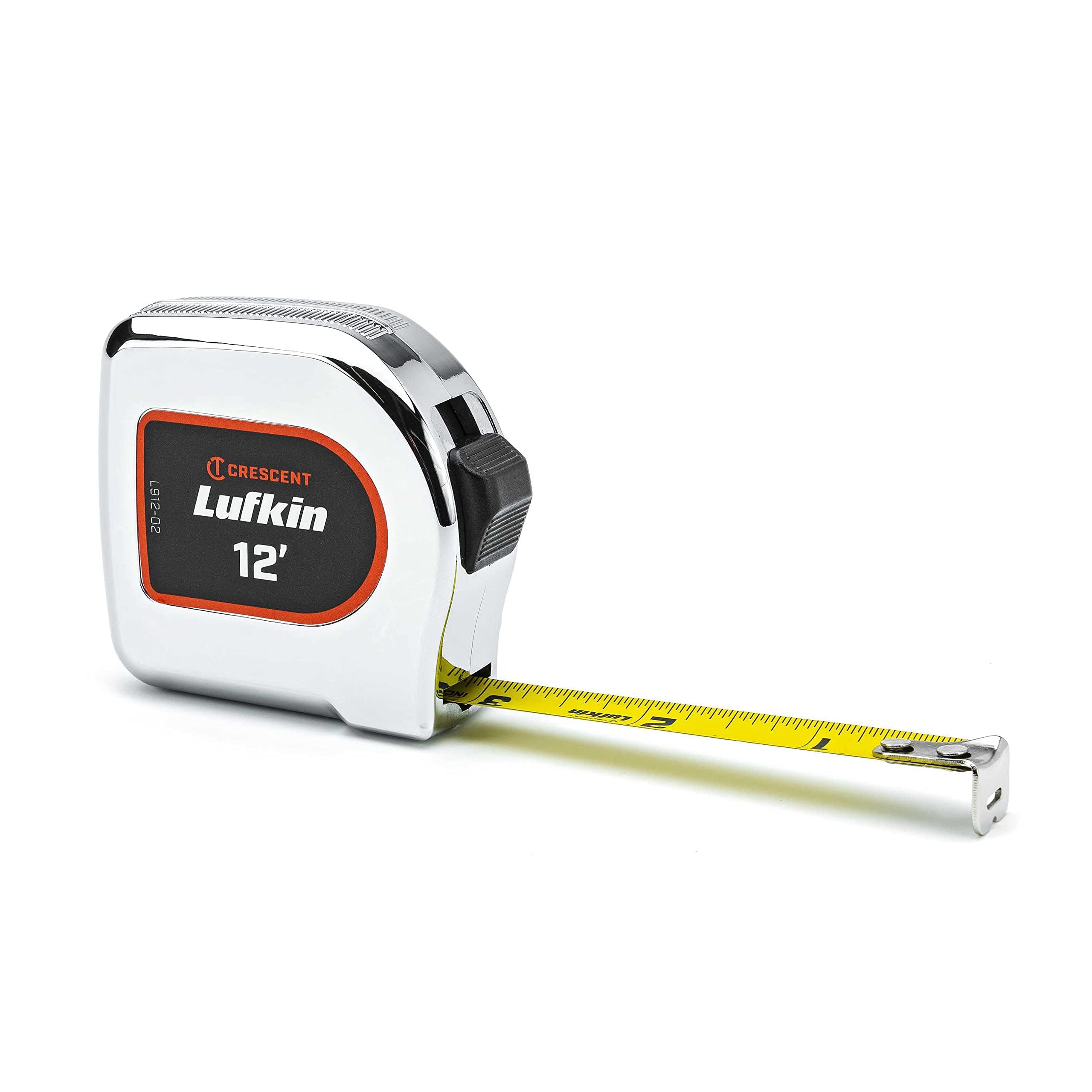 Crescent Lufkin 1/2 x 12' Chrome Case Yellow Clad Tape Measure - L912-02