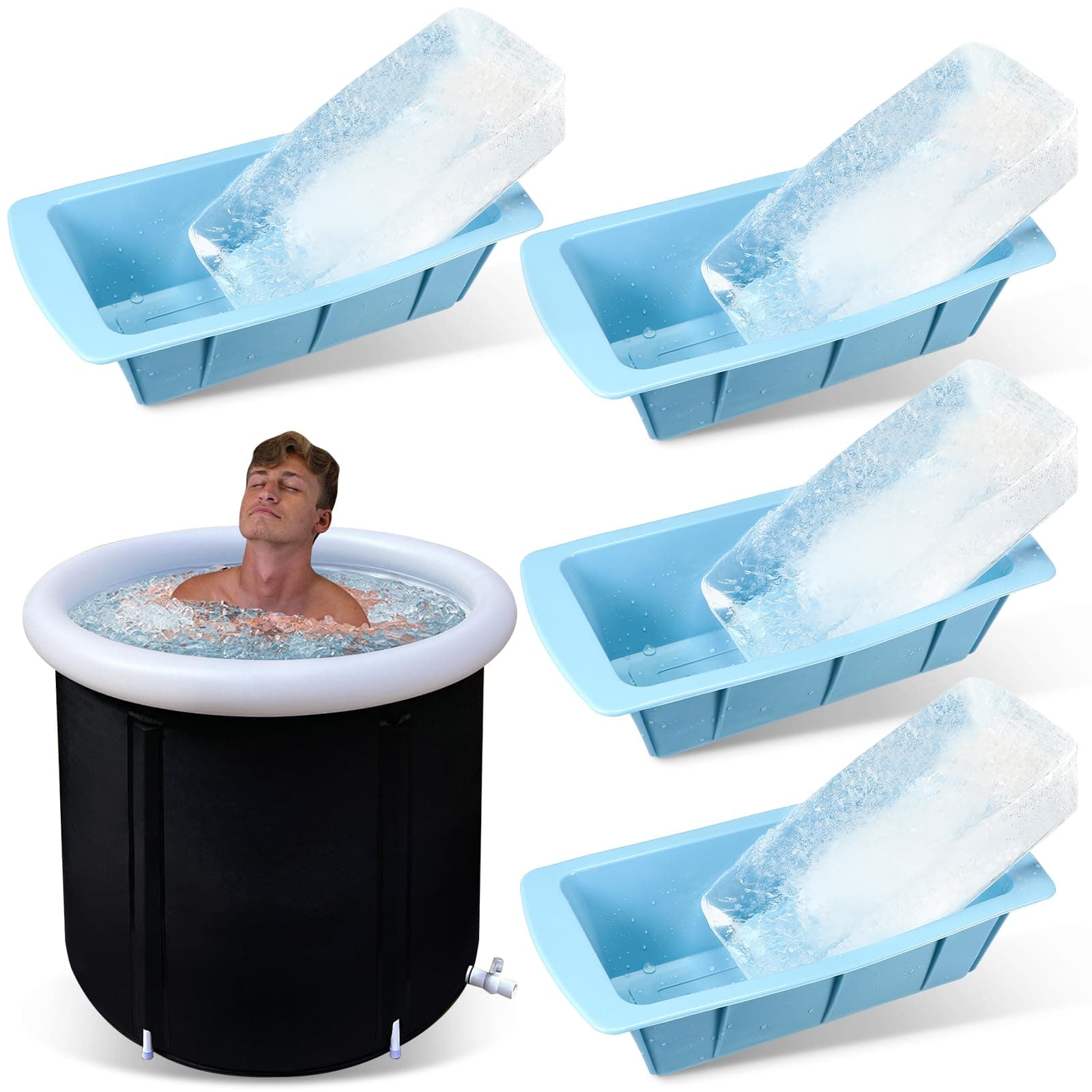 4 Pcs Extra Large Ice Block Mold for Ice Bath 18 Lbs Ice Block Ice Maker Reusable Silicone Molds Large Ice Molds Big Ice Cube Molds Ice Tray Large Ice Bath Chiller