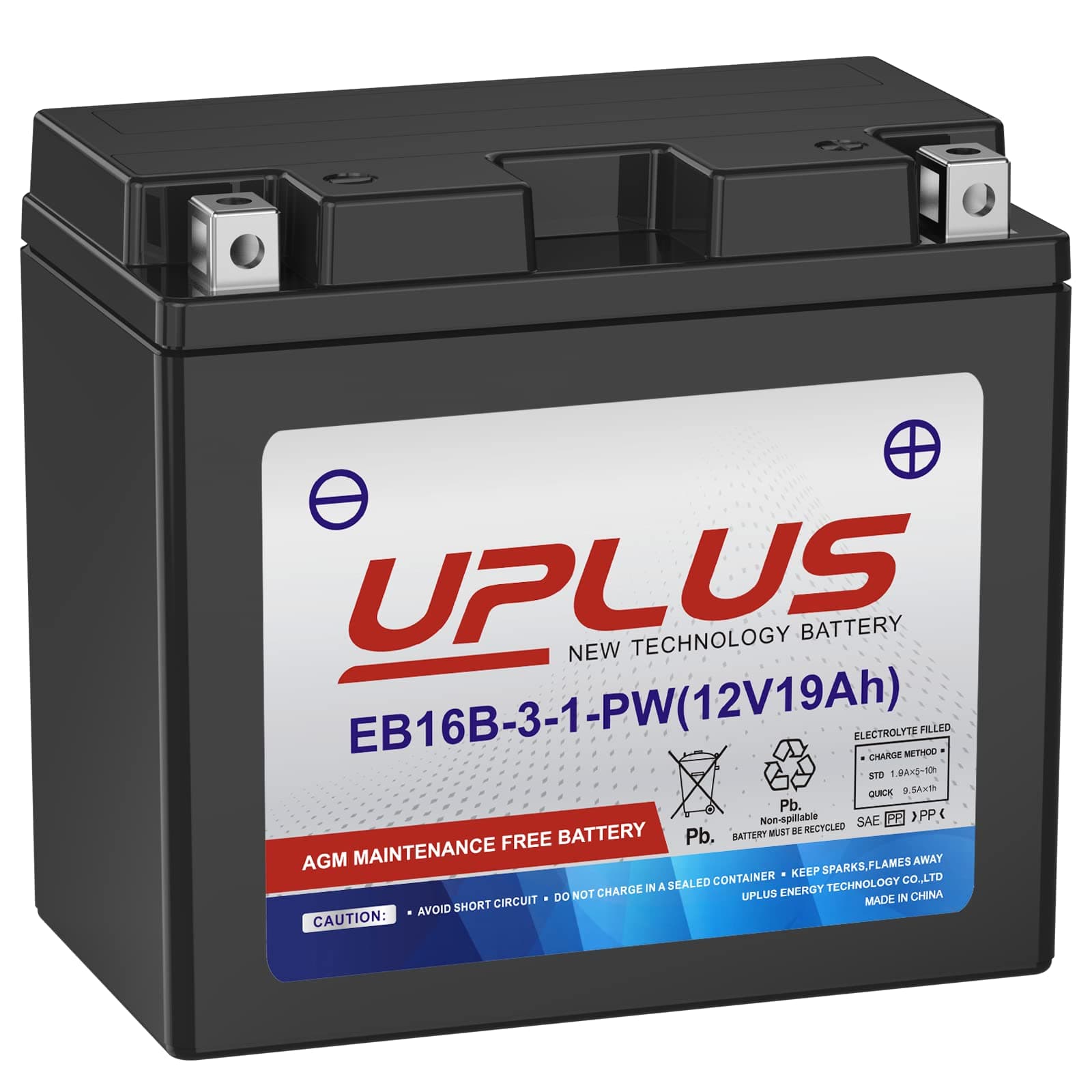 UPLUS Replacement Battery YB16CL-B 12V 19AH EB16B-3-1 Maintenance Free Batteries for Jet Ski Personal Watercraft UTV ATV