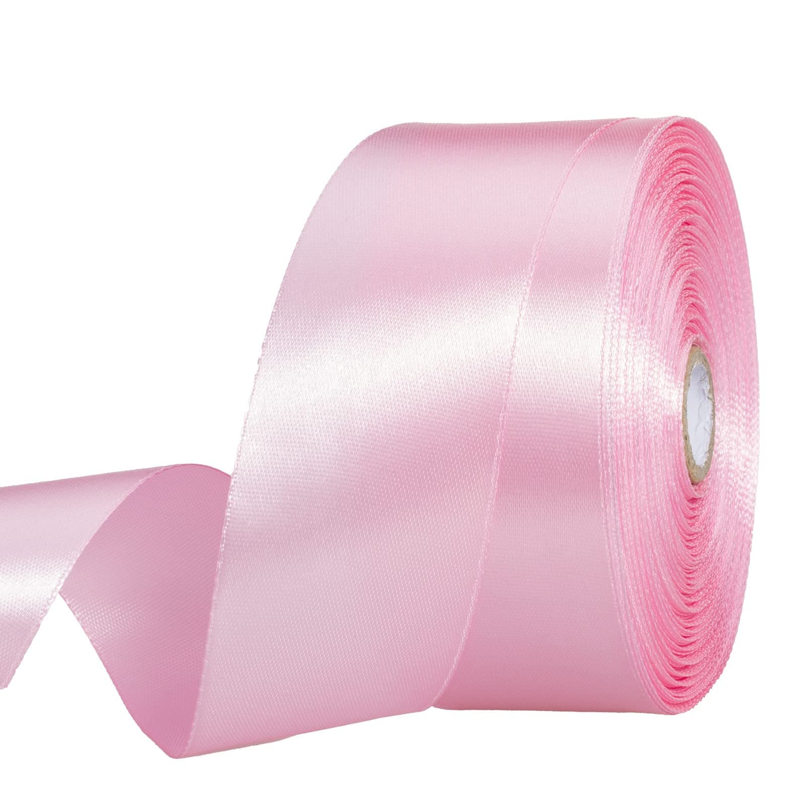 1 1/2 Inch Pink Solid Satin Ribbon, 50 Yards Craft Fabric Ribbon for Gift Wrapping Floral Bouquets Wedding Party Decoration