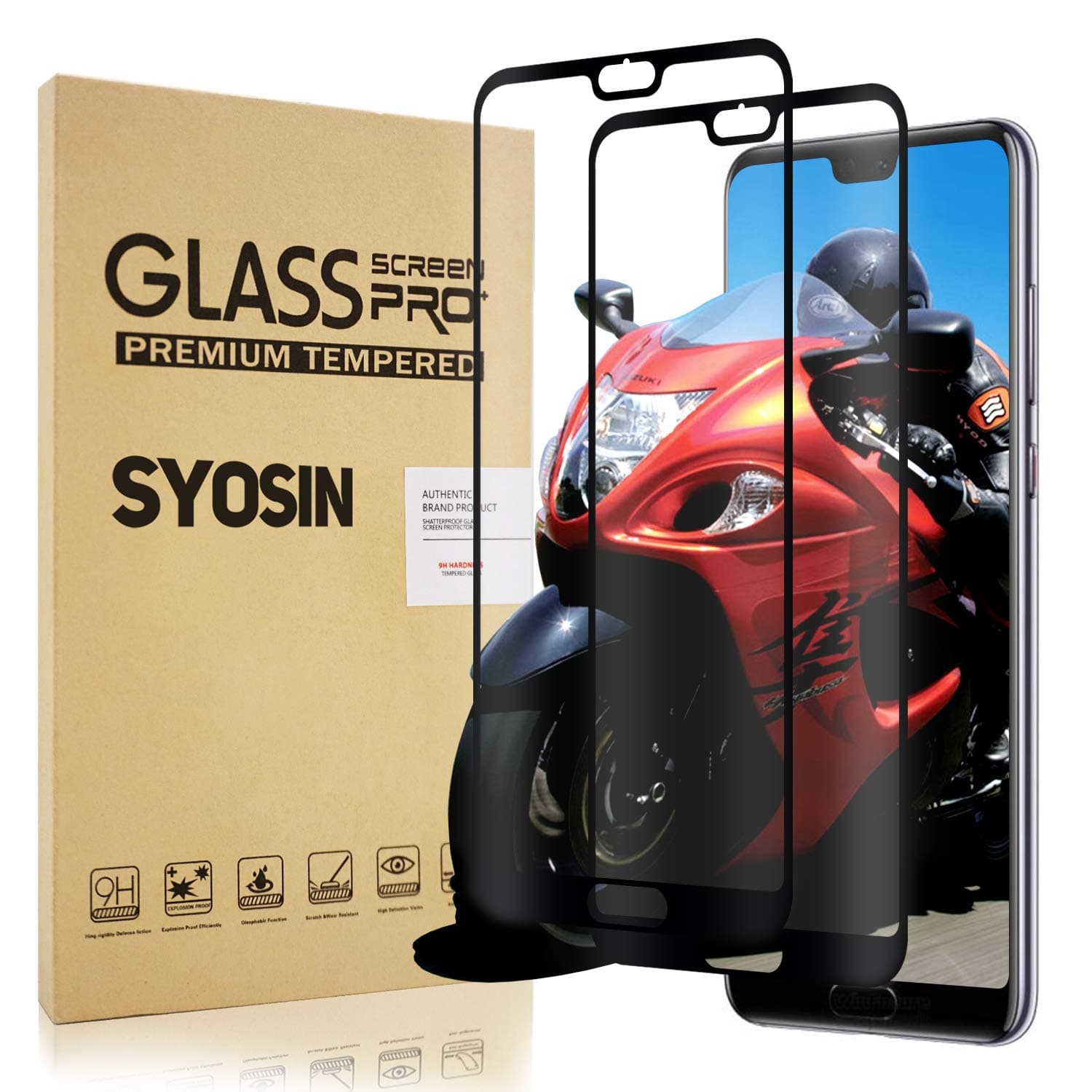 MY Commerce [2 Pack Huawei P20 Pro Screen Protector, P20 Pro Screen Protector Tempered Glass [HD Clear] [9H Hardness] [Case Friendly] Protection Film for Huawei P20 Pro (SR-2)