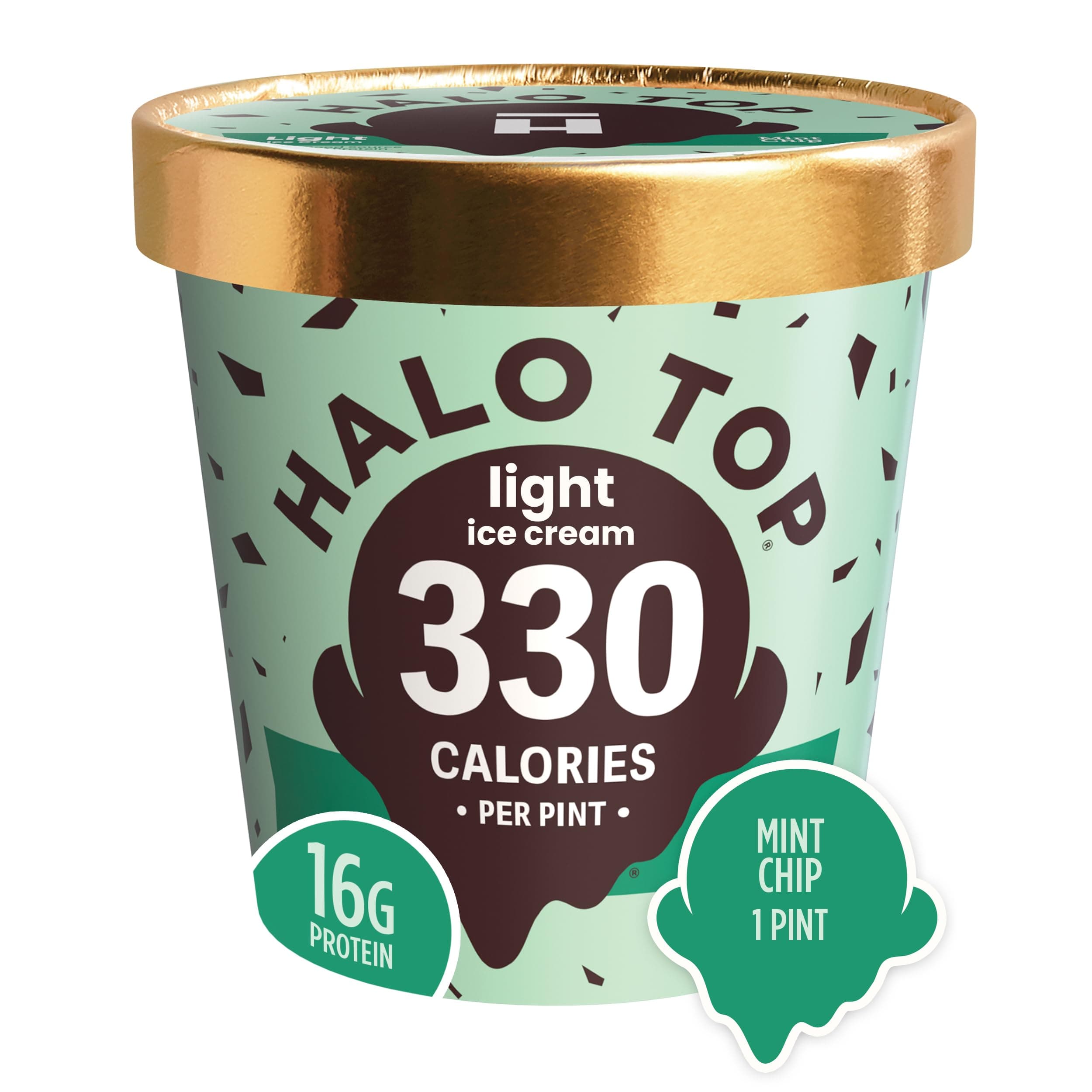 Halo Top Creamery, Mint Chip, 16 oz (Frozen)