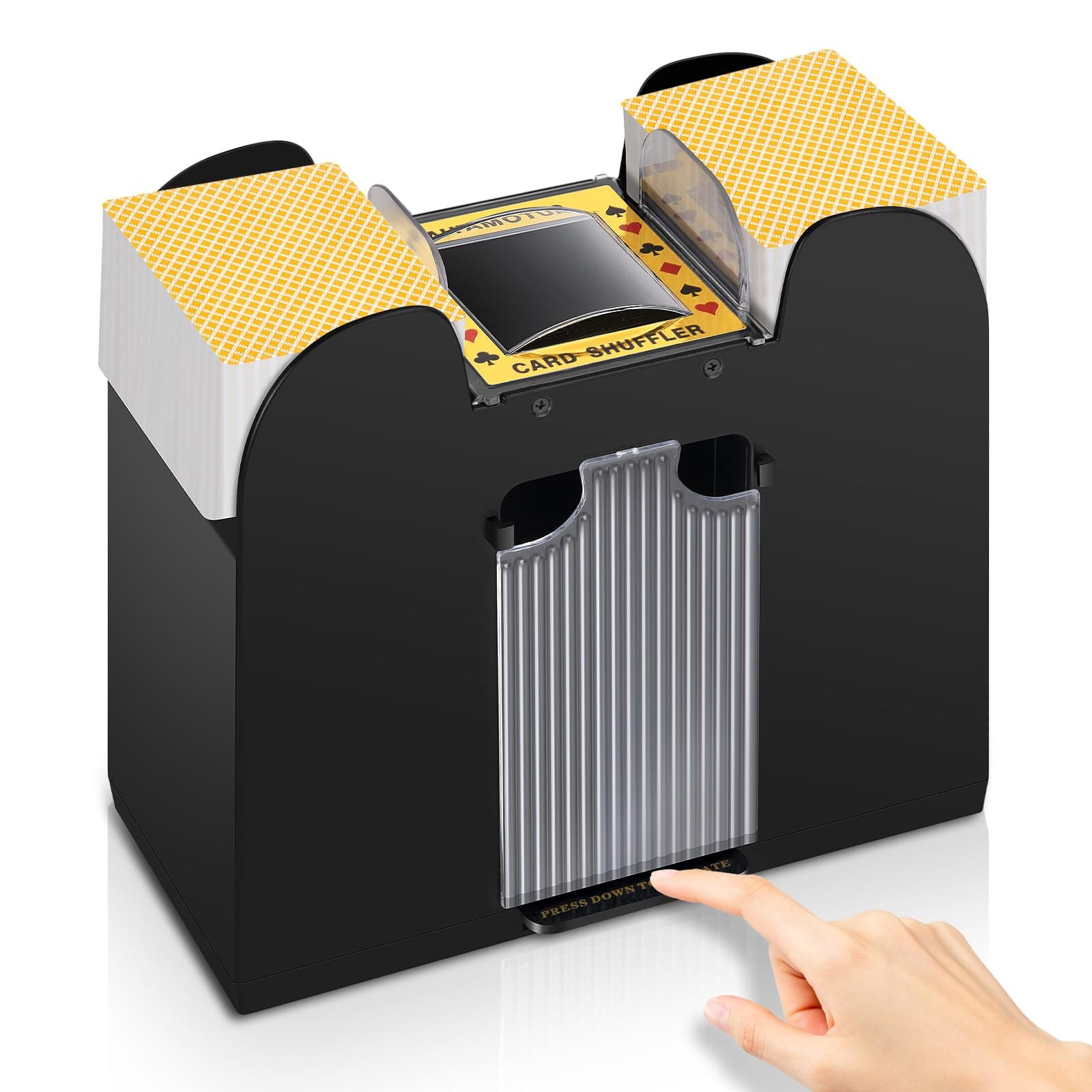 YUCEEN Automatic Card Shuffler 1/2/4/6 Decks,Battery Operated Electric Playing Card Shuffler for UNO,Casino Card Game,Poker,Phase 10,Blackjack,Texas Hold'em,Home Card Games