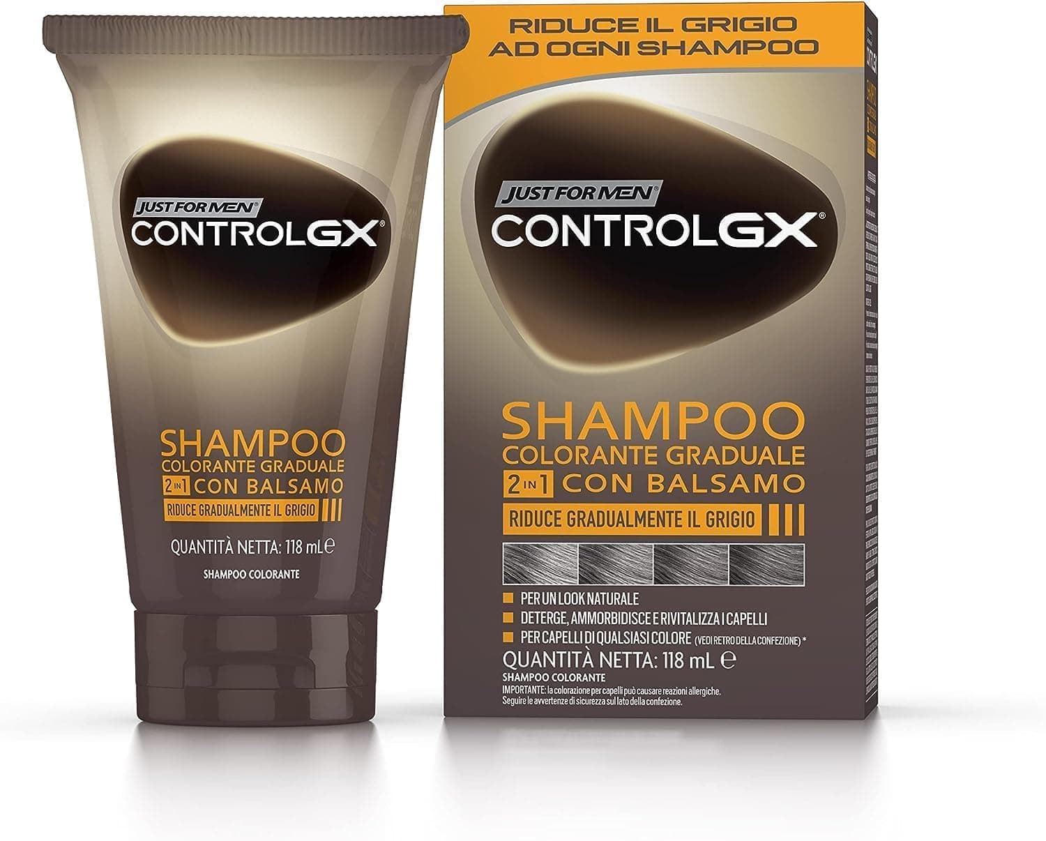 – Control GX 2-in-1 Shampoo and Conditioner, Gradually and Permanently Reduces Grey Hair with Each Wash, New Improved Formula - All Shades, 118 ml