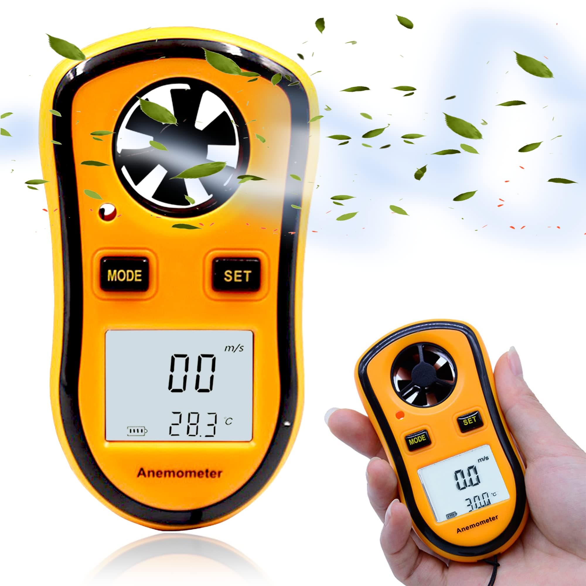 FISHTEC Digital Anemometer - Wind Speed/Temperature/Beaufort Scale - Ideal for Sailing, Fishing, Kiting and Mountaineering