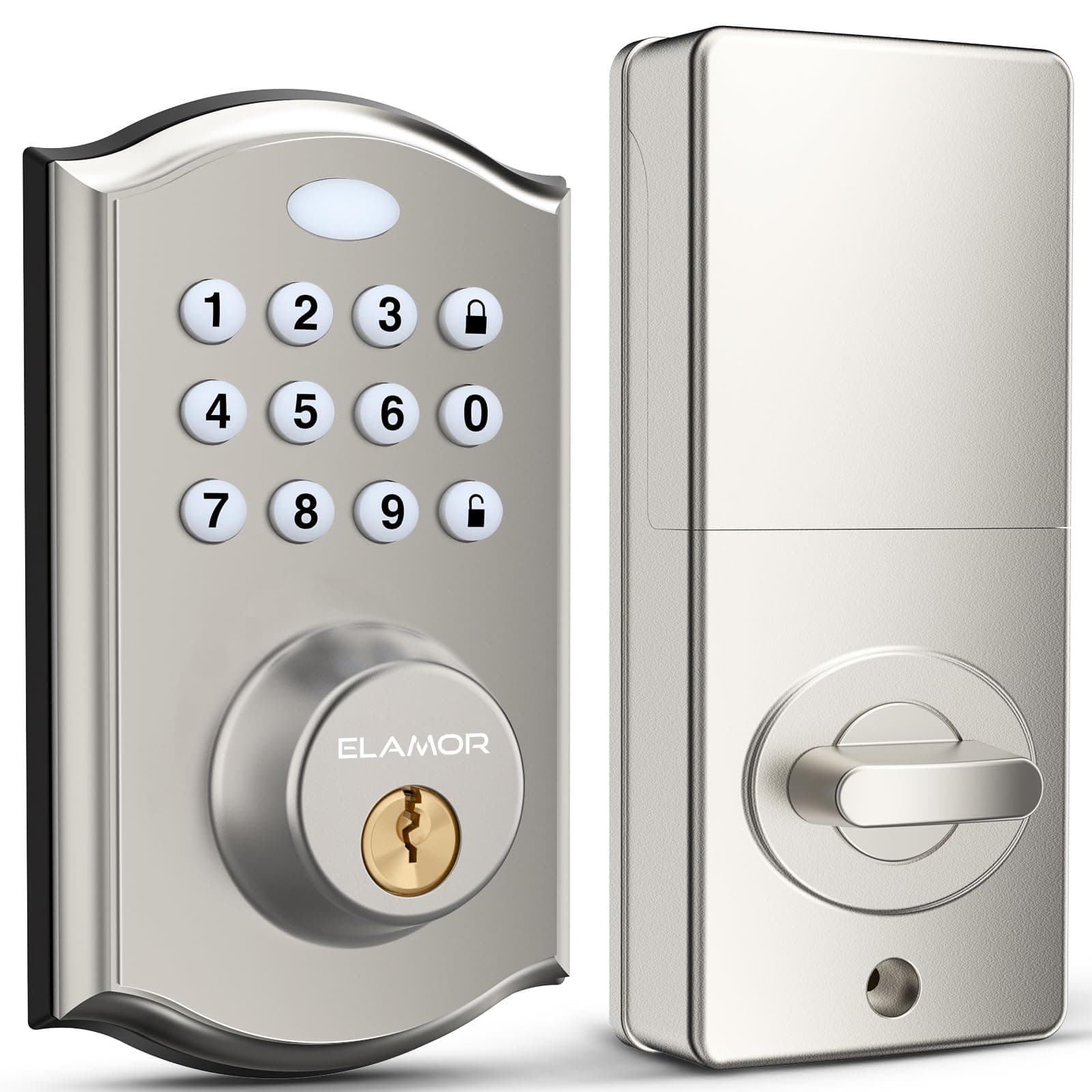 ELAMORKeyless Entry Deadbolt Lock - Electronic Door Lock with Keypad, Smart Deadbolt Lock with Auto Lock, Security Waterproof Smart Lock Easy Install Ideal for Front Door, Home Use, Apartment - M15