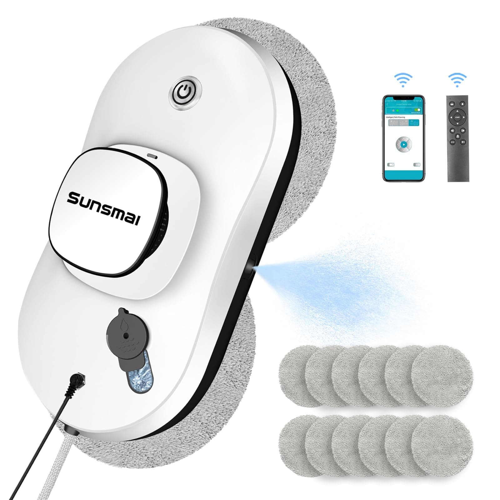 Window Cleaning Robot 2800PA Automatic Window Cleaner Robot with Edge Detection 3.0, Smart Path Planning, Water Spray & App Control - Electric Window Wiper for All Smooth Surfaces