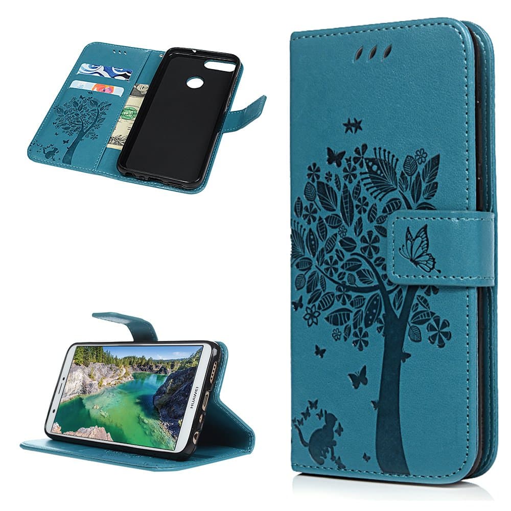 Huawei Honor 10 Case Honor 9 Lite Flip Phone Case iVOYI Protective Lucky Tree Embossed PU Leather Shockproof Wallet Stand Magnet Cover for Huawei Honor 10/ Honor 9 Lite & One Touch Pen,