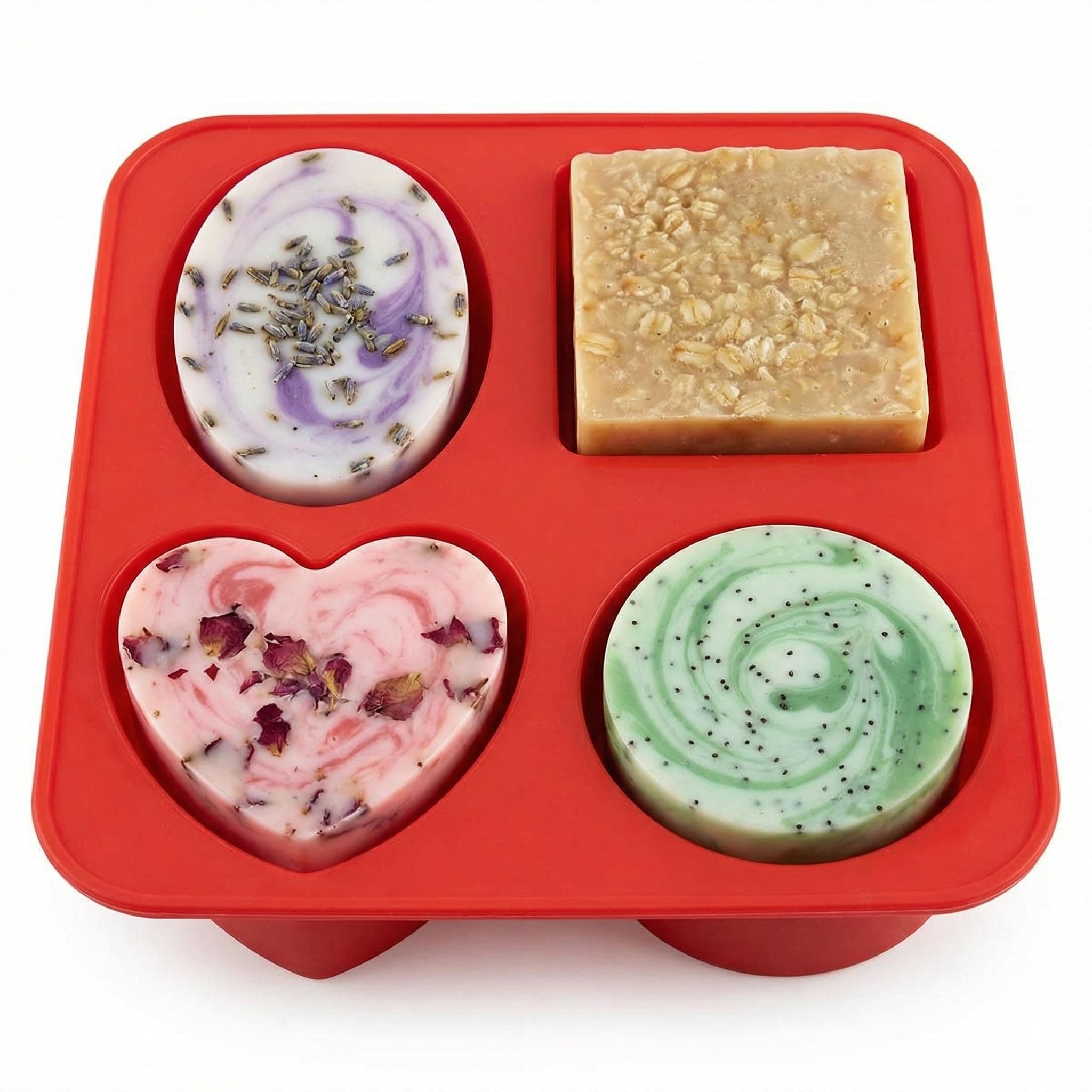 Stewit® Silicone Circle, Square, Oval and Heart Shape Soap Cake Making Mould, Multicolor