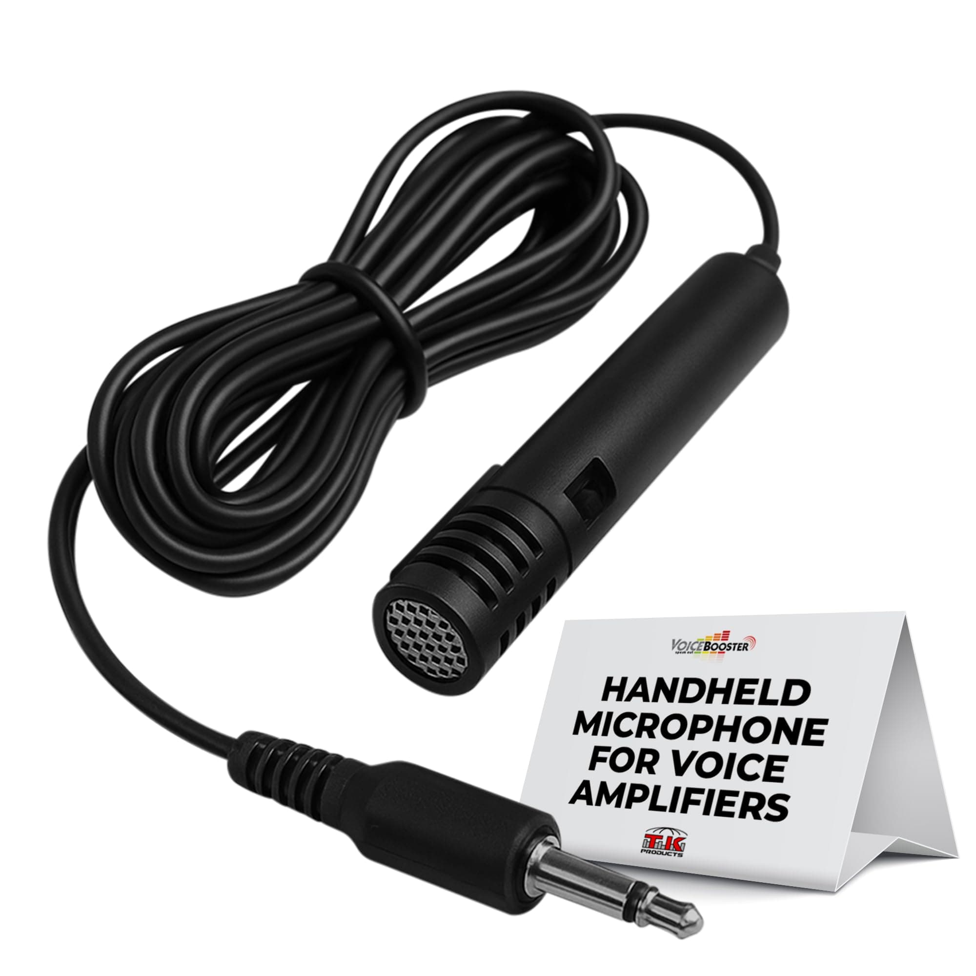 Dual Tie-Clip & Handheld Microphone 3.5mm Wired Mic with On/Off Switch for Voice Amplifier, Public Speaking, Teachers, Costumes, Presentations – 39" Cord in Black