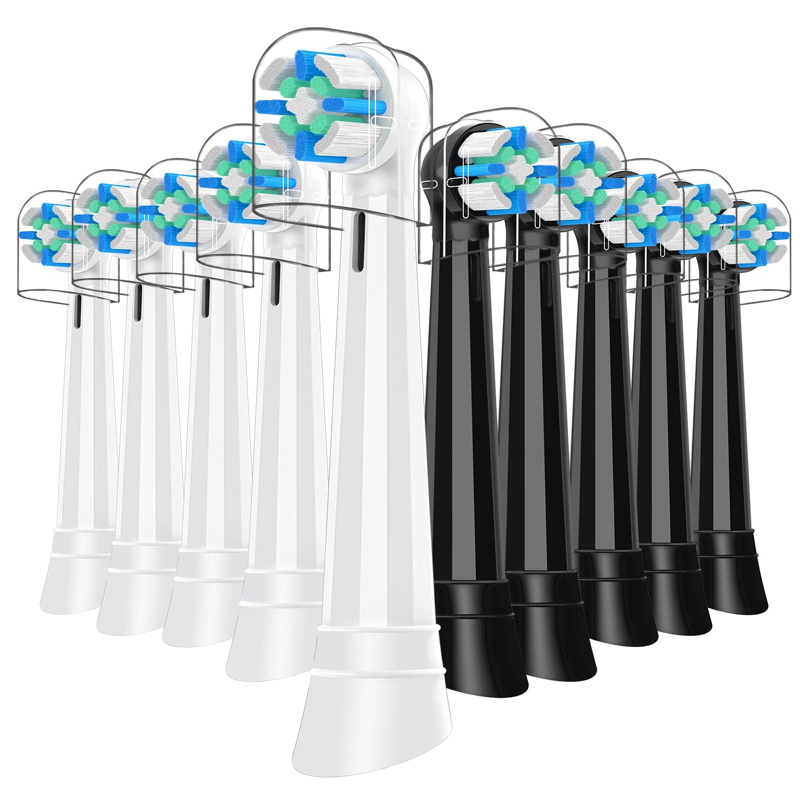 IO Replacement Heads Intelligent Compatible with Oral B iO 2 3 4 5 6 7 8 9 10 Series Electric Toothbrush, 8 Pack IO Brush Heads with Medium Soft Bristles for Gum Care & Sensitive Teeth (Black/White)