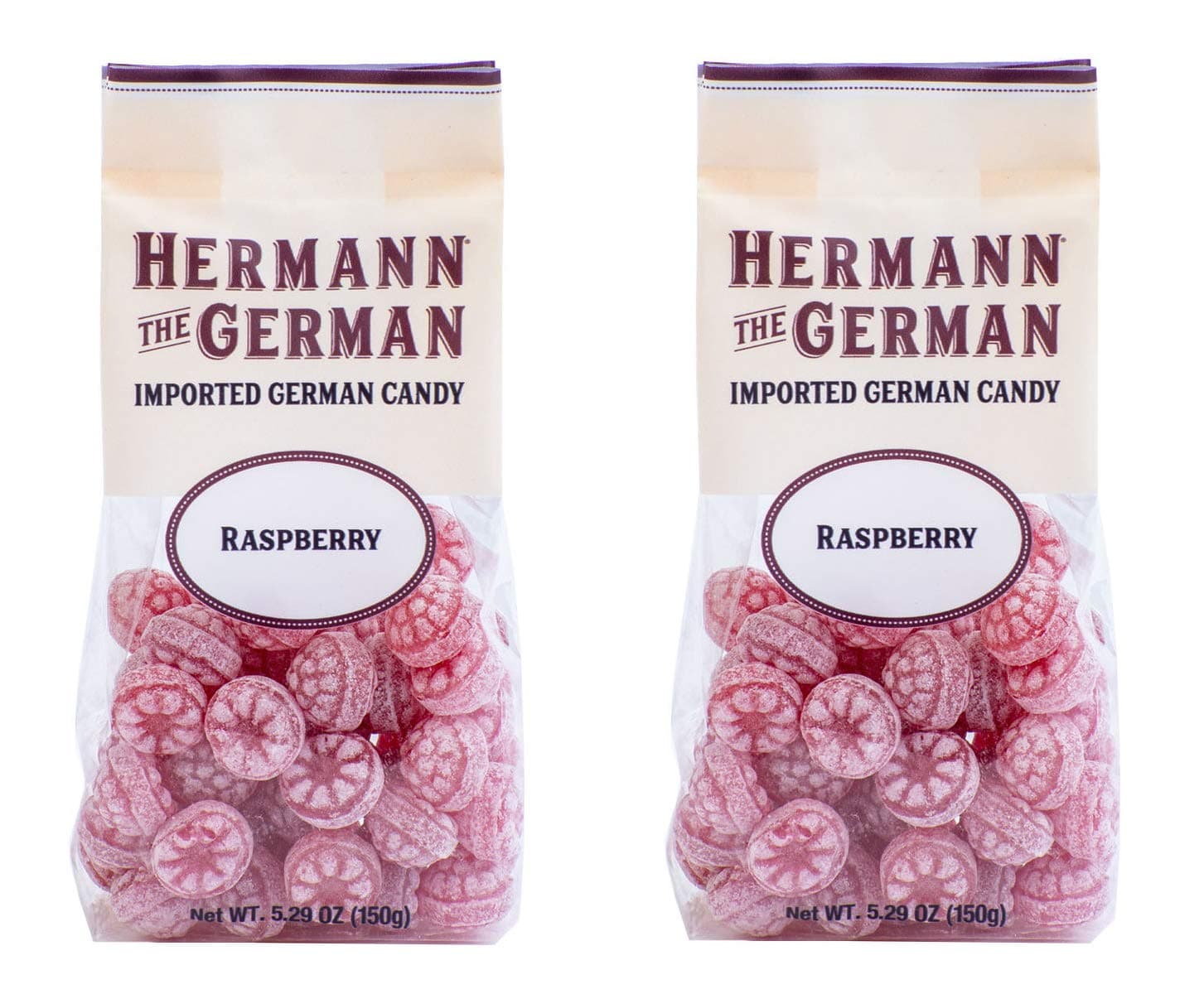 Hermann the German Hard Candy - Imported - Pack of 2 (Raspberry)