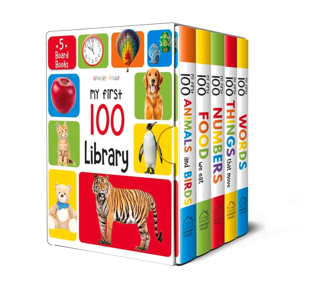 My First 100 Library: Boxset of 5 Early Learning Board Books for Kids/Children (Homeschool | Preschool | Baby/Toddler)