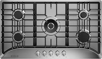 Empava 36 Inch Built-in Gas Cooktop with 5 Sealed SABAF Burners, Stainless Steel Surface, LPG/NG Convertible, Auto Electric Pulse Ignition, Flame Failure Protection
