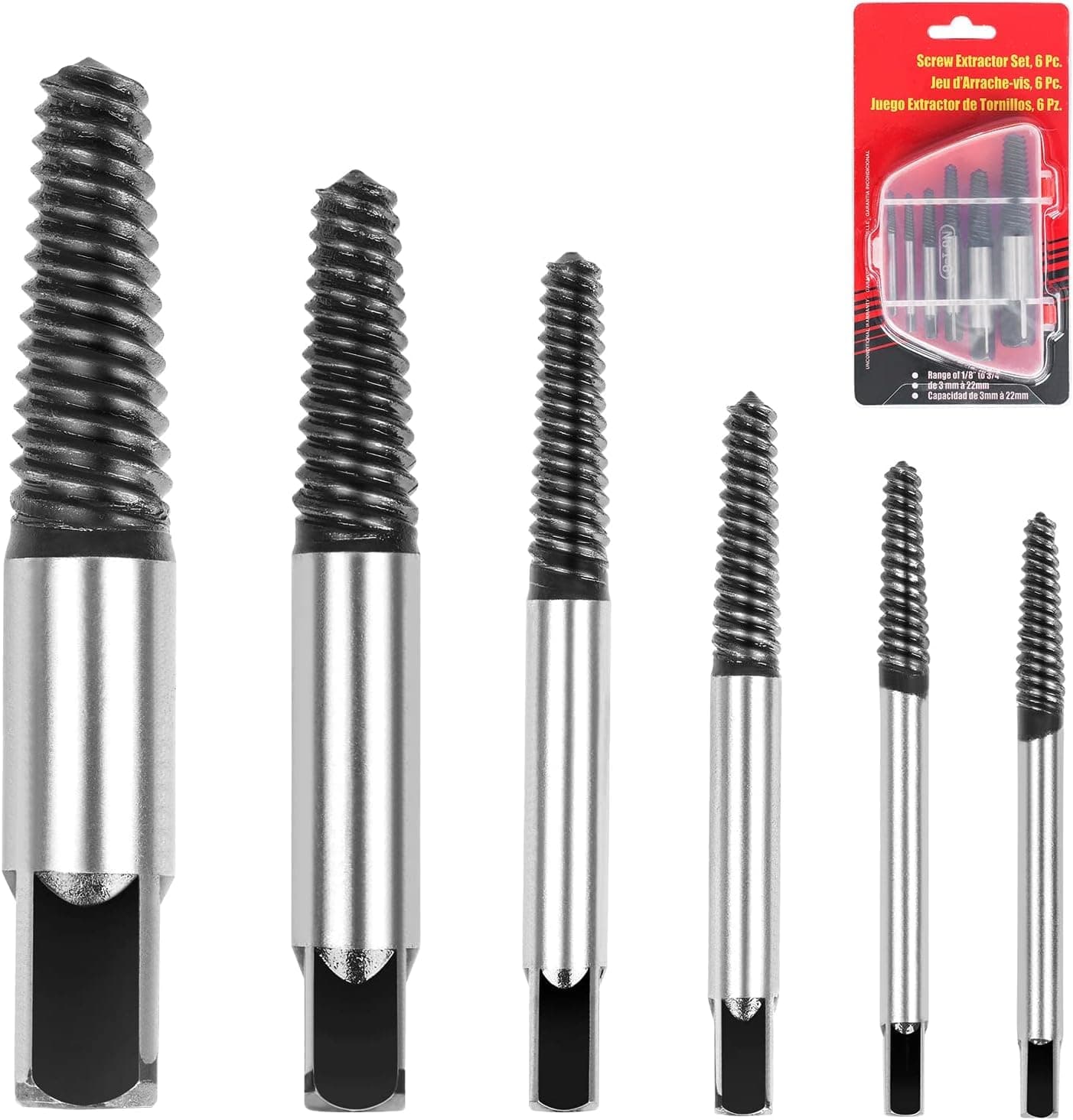 6pcs, Broken Water Pipe Screw Extractor for Removing Stripped Screws and Broken Bolts, Damaged Screw Broken Bolt Water Pipe Remover Set