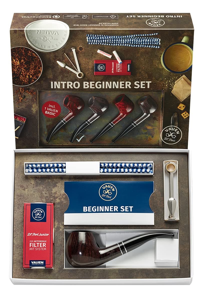 Vauen pipe smoking Starter Kit - Black and Bent version