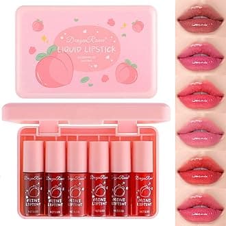 TITIMORE Lip Tint Stain Set 6 Colours Mini Liquid Lipstick Hydrating Waterproof Moisturiser Lip Gloss Long Lasting Lip Stain Shiny Liquid Lipstick Lip Stains Colour Makeup