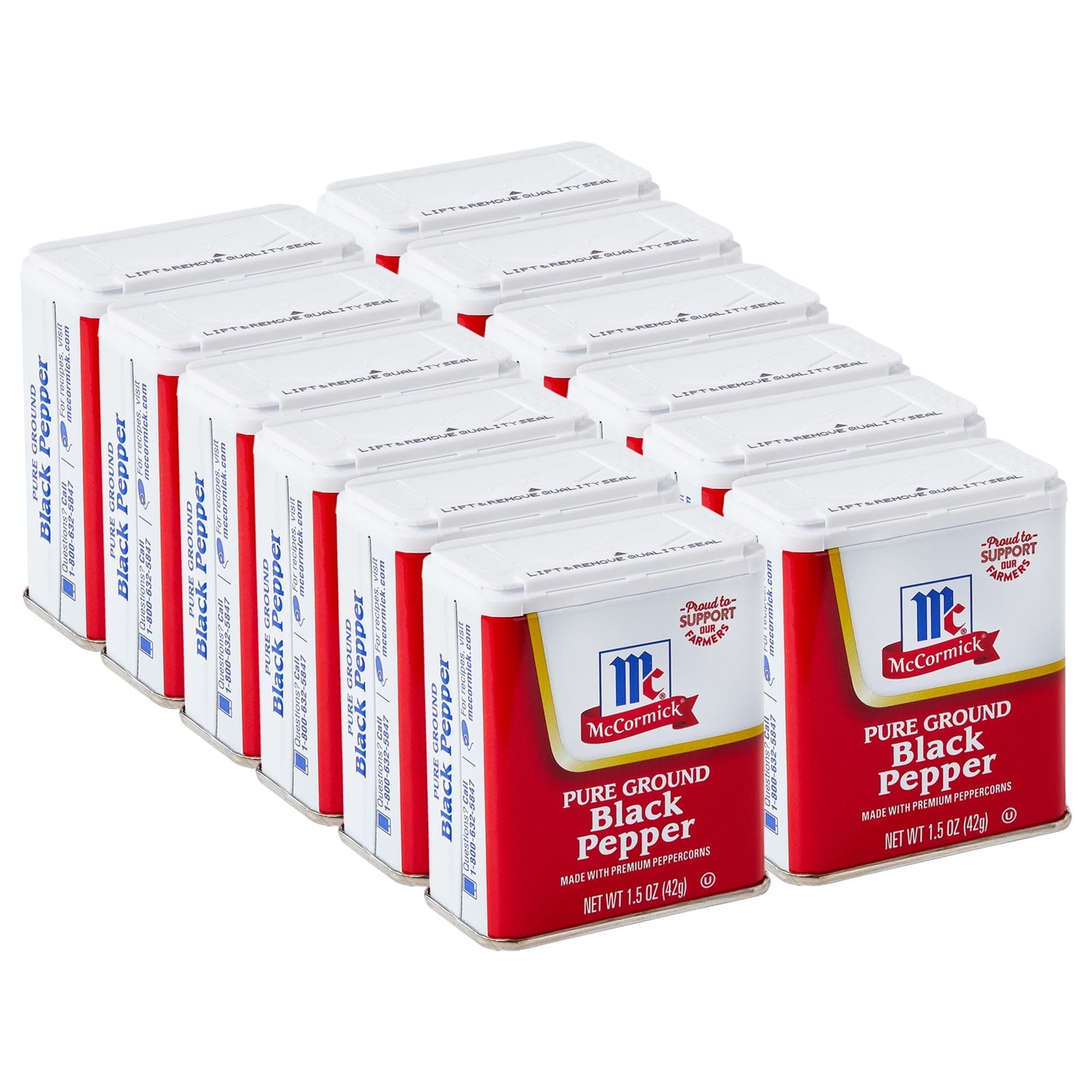 McCormick Pure Ground Black Pepper, 1.5 oz (Pack of 12)