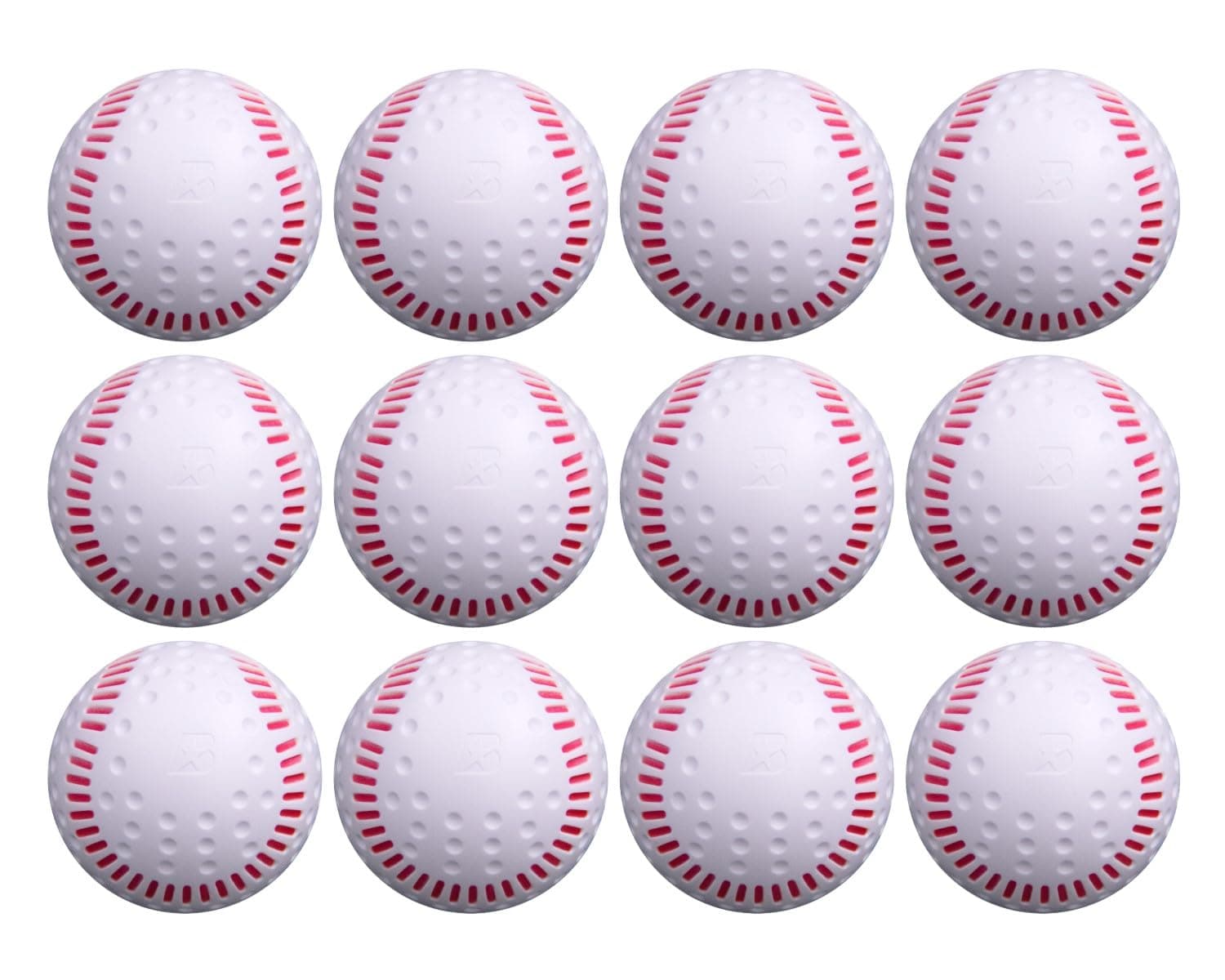 Baden White Dimpled Baseballs with Red Seams (One Dozen)
