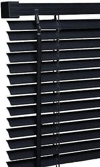 PVC window Venetian Blind Blinds Easy Fit Trimmable Fittings Window Treatment Shutter Twist Open Close (Black-PVC, 75cm wide (29.5") x 213cm Drop)