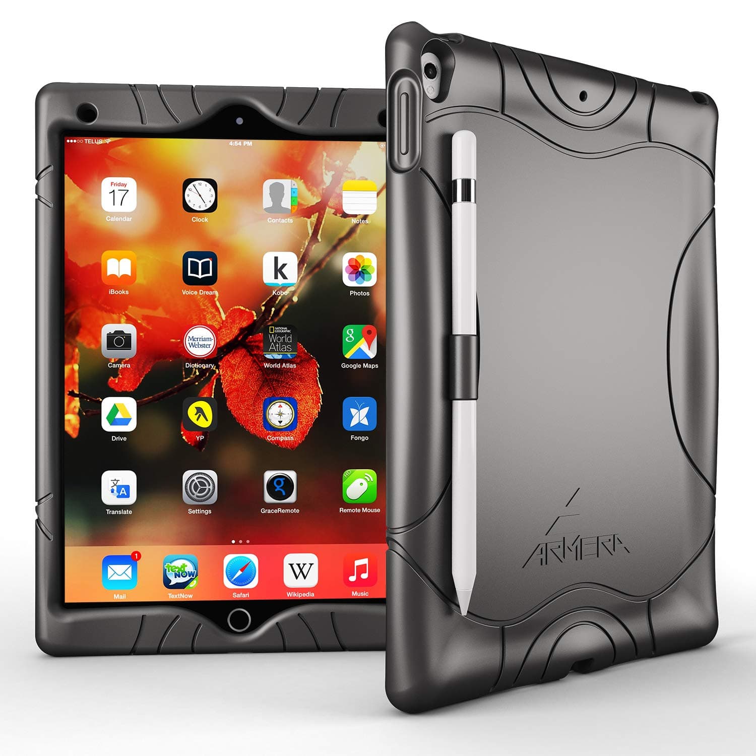 iPad Air 3 Case (10.5 Inch, 2019), iPad Pro 10.5 Case, Armera Heavy Duty Shockproof Kids Friendly Silicone Case Cover with Apple Pencil Holder, Corner Protection, Black