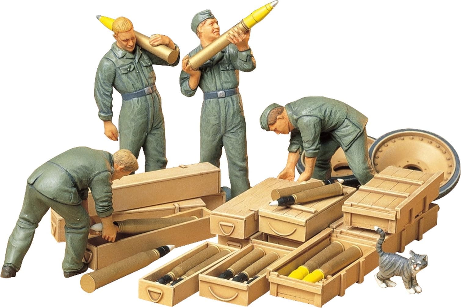 Set of 4 German Tank Ammo Loading Crew Figures & Accessories 1:35 Plastic Model Assembly Kit