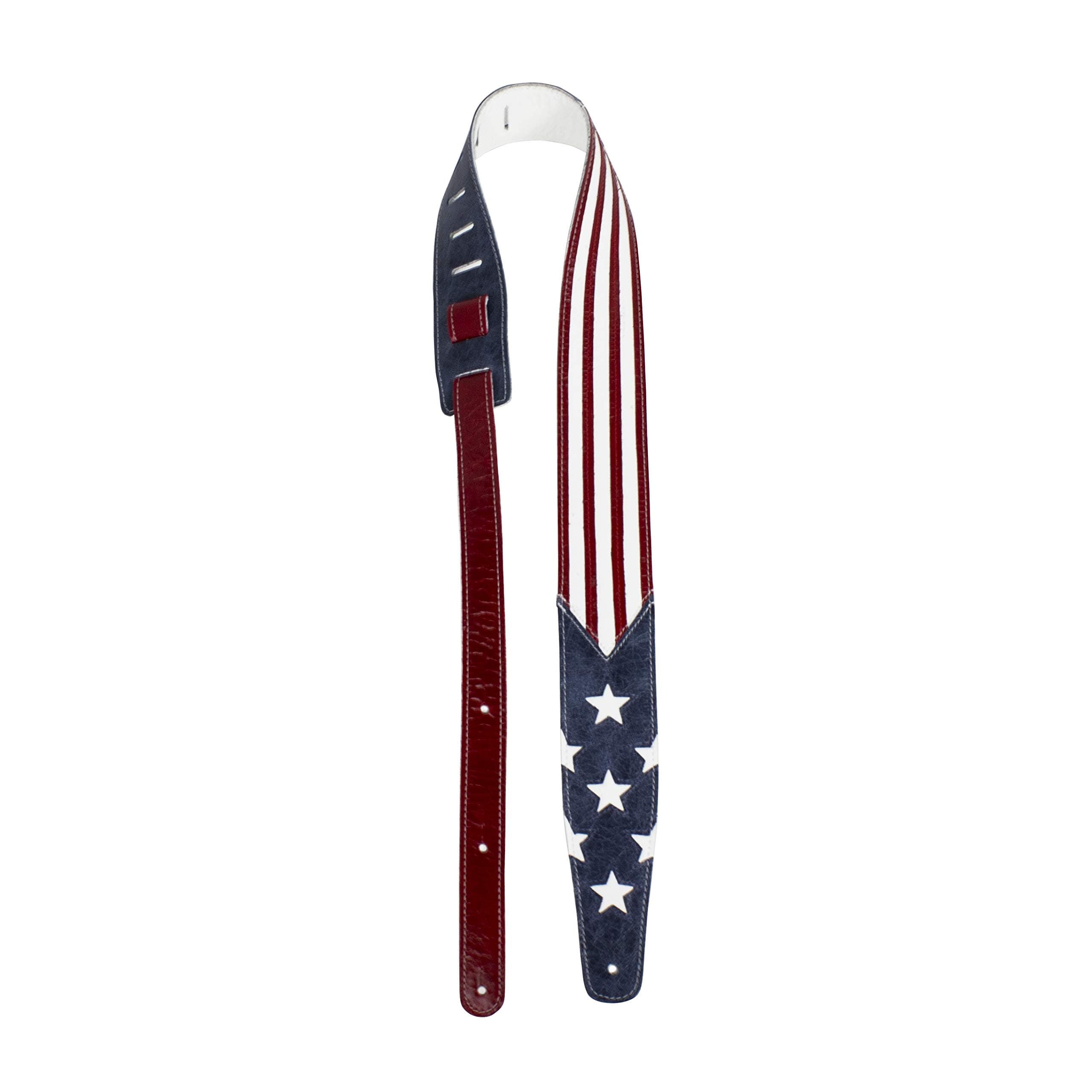 Perri's Leathers Ltd. - USA Flag Guitar Strap - Adjustable Strap from 41" to 56" for Electric, Bass, Acoustic Guitars - Red, White, Blue (P25PLPD-7529)