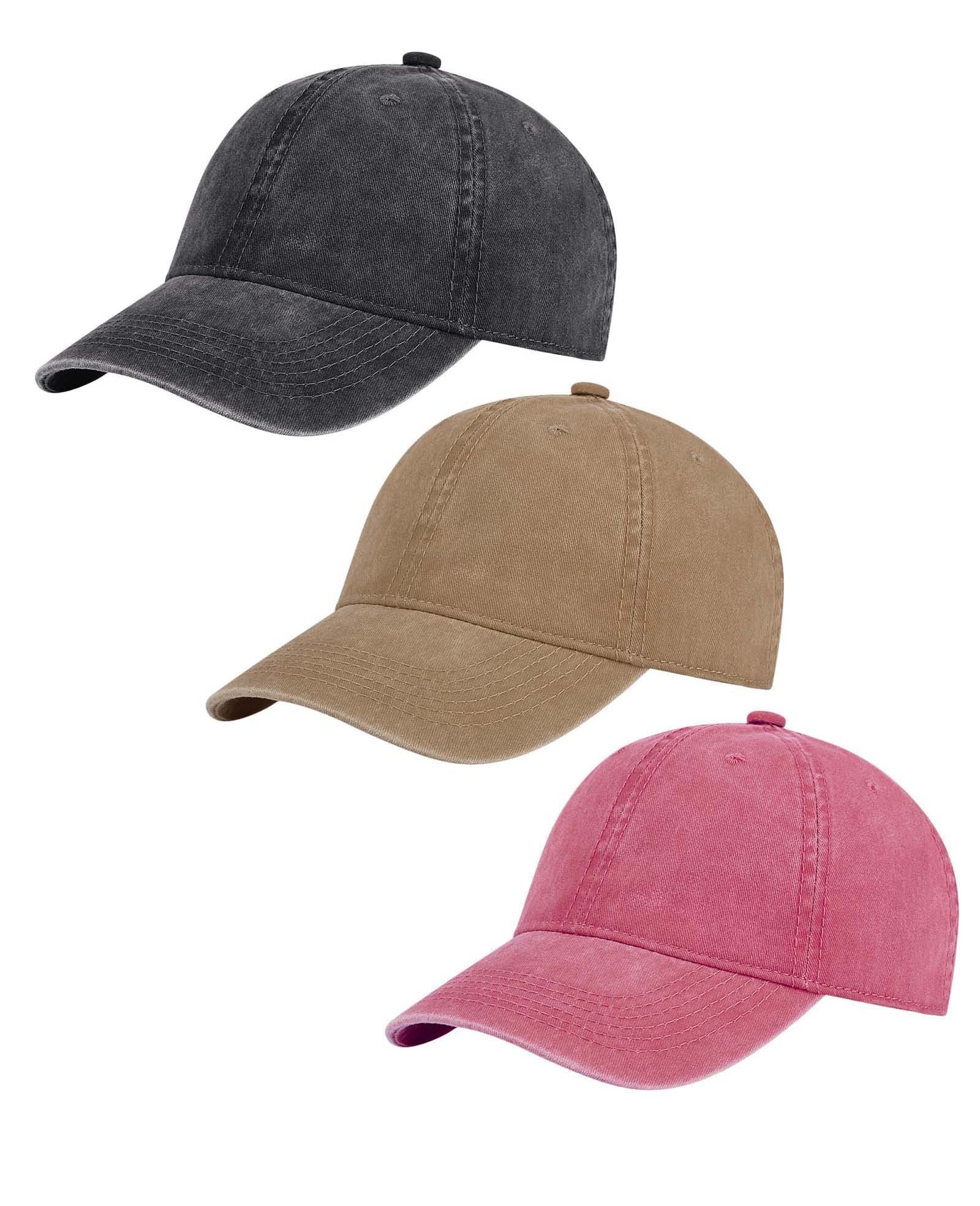 3 Pack Vintage Washed Cotton Adjustable Baseball Caps for Men Women Unstructured Low Profile Dad Hat