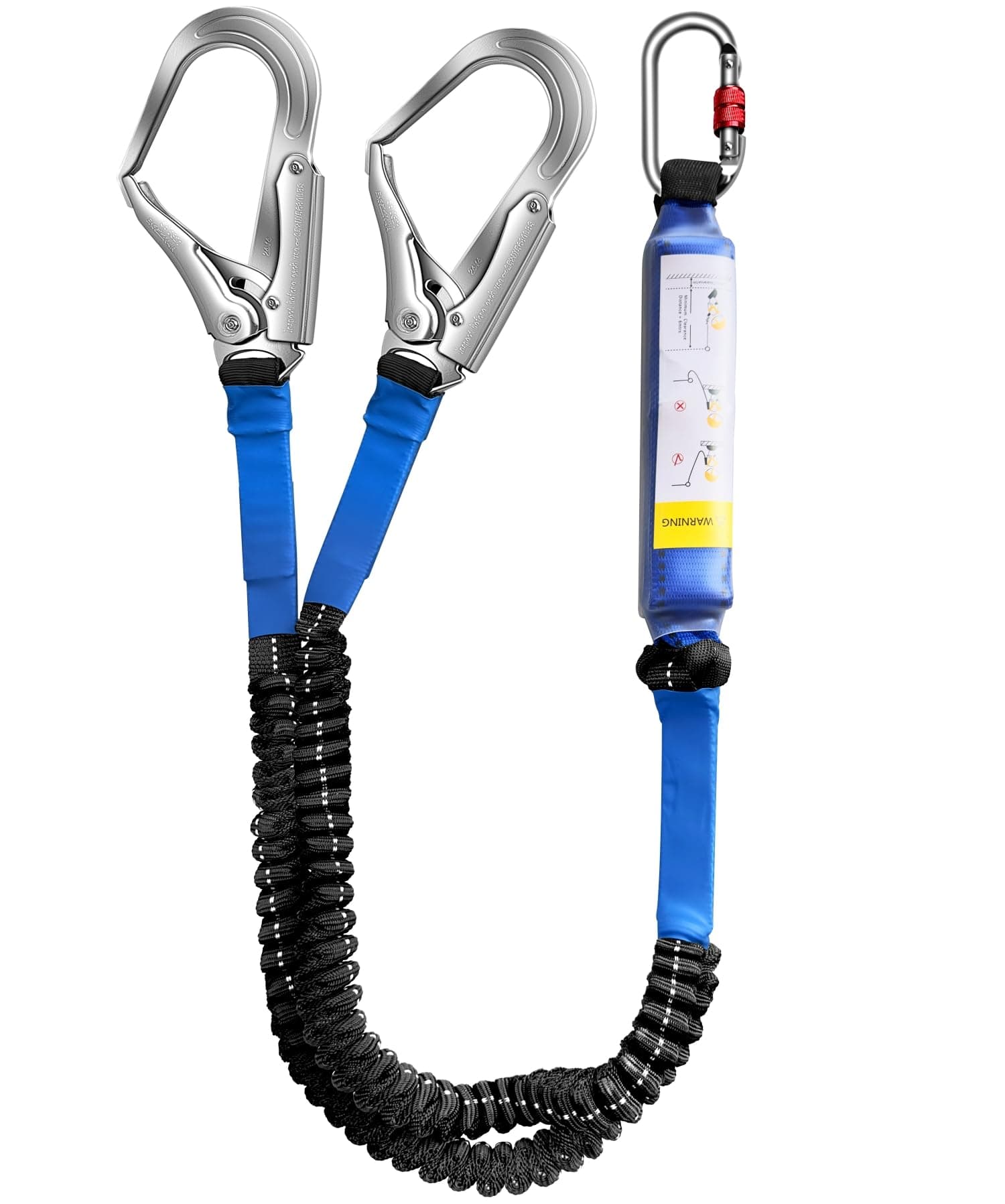 6ft Internal Shock Absorbing Safety Lanyard with Double Snap Hook Connectors, Fall Protection Equipment