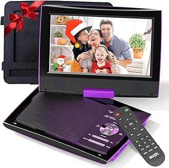 SUNPIN New 11.5" Portable DVD Player for Car and Kids, 9.5" Swivel Brightness Enhanced Screen, with Car Charger and Headrest Mount, Upgraded Remote Control, 5 Hours Battery, Dual Earphone Jack(Purple)