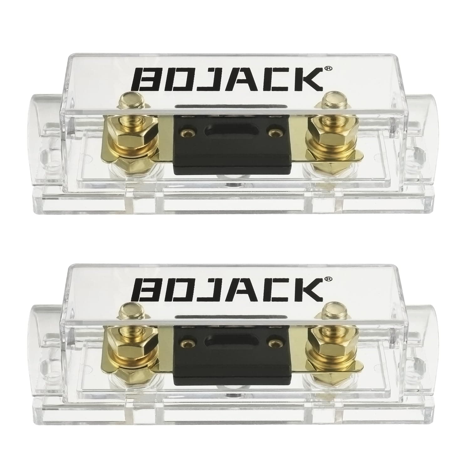 BOJACK 2 Pcs 200A Clear Shell ANL Fuse Holder and 2 Pcs 200 Amp 32 VDC ANL Fuses for Audio and Video System