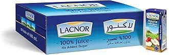 Lacnor Essentials Apple 100% Juice, No Added Sugar, 180 ML Pack of 32