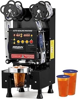 Cup Sealing Machine, Full Automatic Cup Sealer Machine 88/89/90/95mm, Electric Boba Cup Sealing Machine 500-600 Cups/H with LCD Control Panel for Bubble Milk Tea